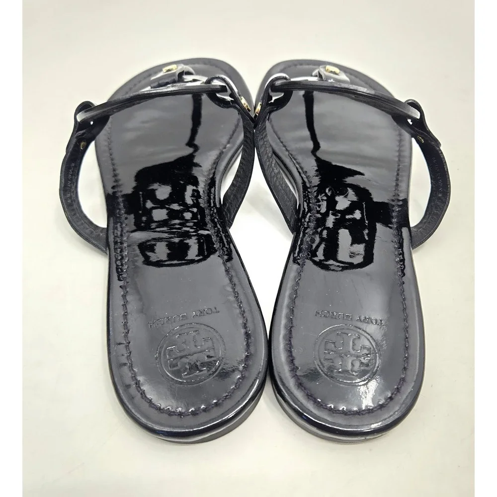 Tory Burch Sandals Women's 10.5 Miller Black Patent Thong